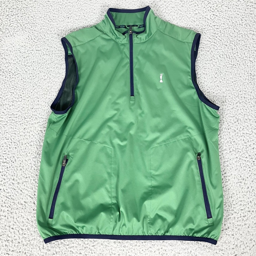 Adidas Golf Vest Mens Large Green Claret Jug Collection 1/4 Zip Windbreaker